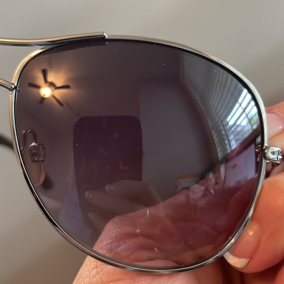 AJ Morgan silver aviator style sunglasses 3 oval pattern on arm with solid brown - Picture 12 of 16